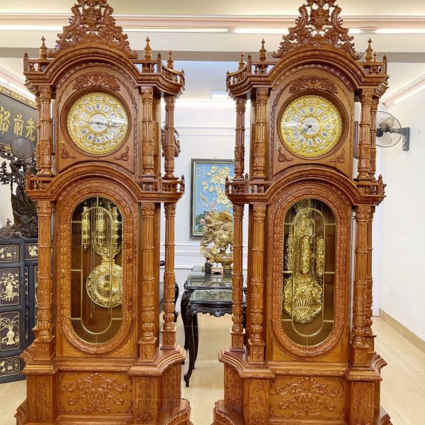 Đồng Hồ Cây Gỗ Hương Mạ Vàng 24k -DH07
