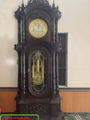 ĐỒNG HỒ CÂY GỖ GỤ MẠ VÀNG 24K