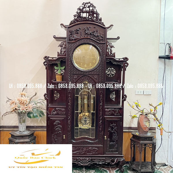 Đồng Hồ Cây Gỗ Gụ 3 Buồng