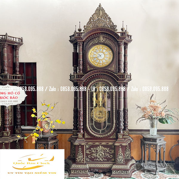 Đồng Hồ Cây Gỗ Gụ Bọc Đồng